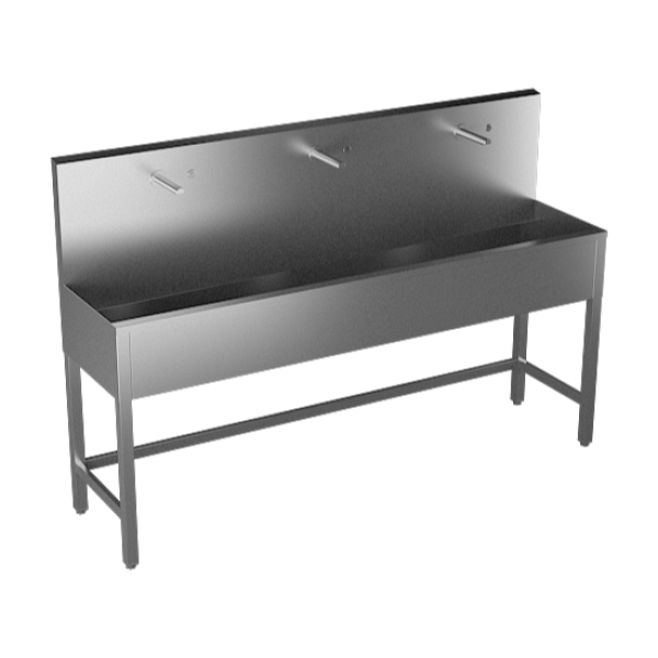 Stainless steel trough with 3 integrated piezo electronics, thermostatic valve, length 1900 mm, brushed, 24 V DC