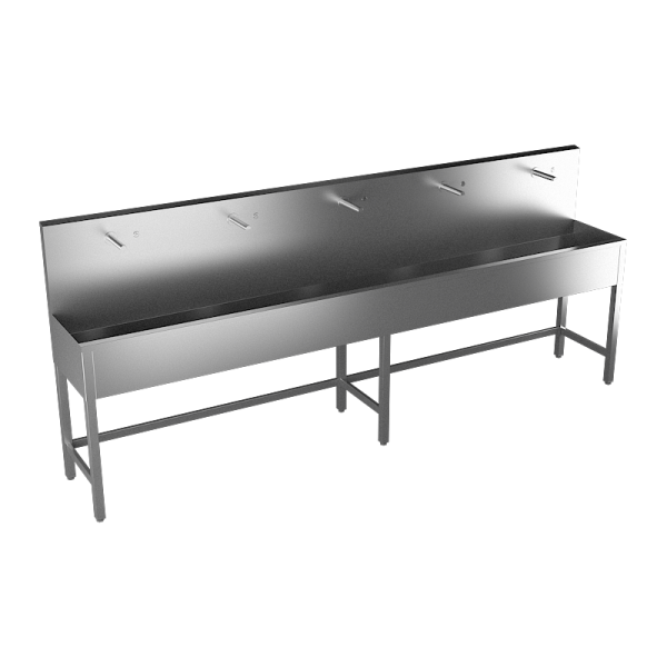 Stainless steel trough with 5 integrated piezo electronics, length 3000 mm, brushed, 24 V DC