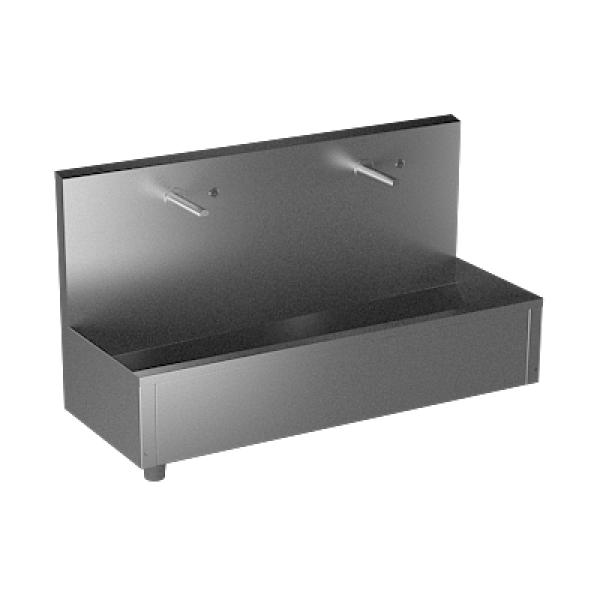 Stainless steel wall hung trough with 2 integrated piezo electronics, length 1250 mm, brushed, 24 V DC