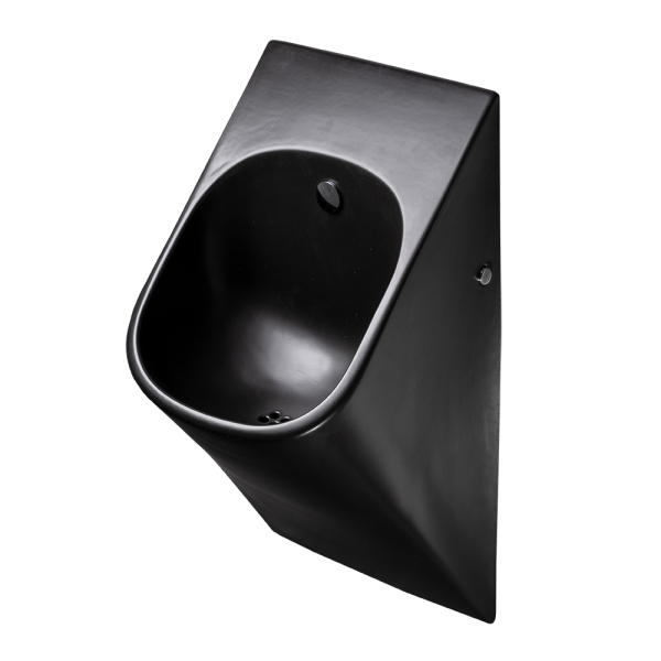 Black urinal La Fontana with a radar flushing unit, 230 V AC/50 Hz