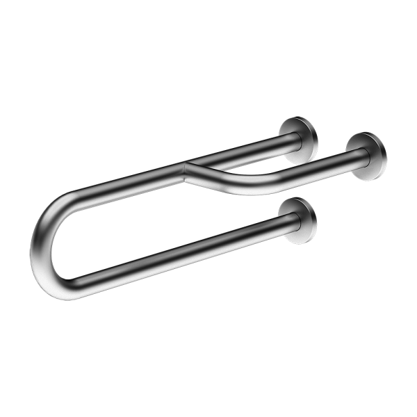 Stainless steel grab bar, fixed, length 600 mm, brushed