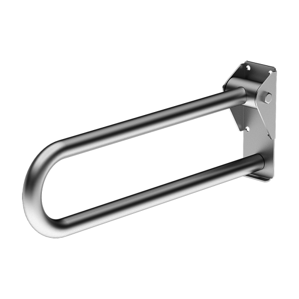 Stainless steel folding hand rail, length 600 mm, brushed