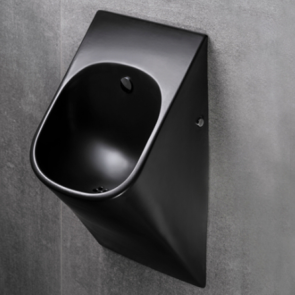 Black urinal La Fontana with a radar flushing unit