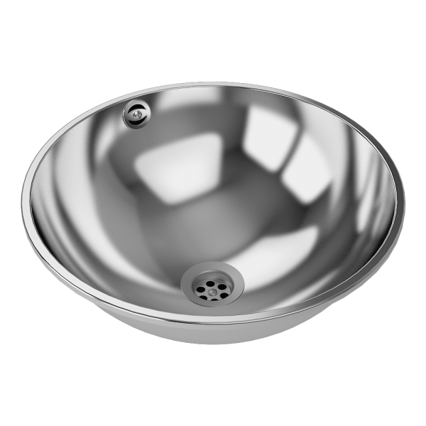 Stainless steel recessed washbasin, Ø 360 mm