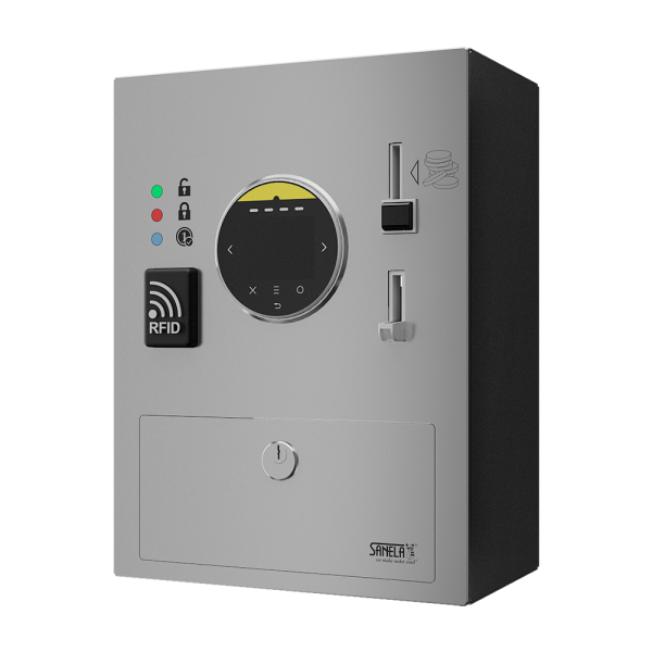 Automatic device for door lock, multiple payment methods, 24 V DC