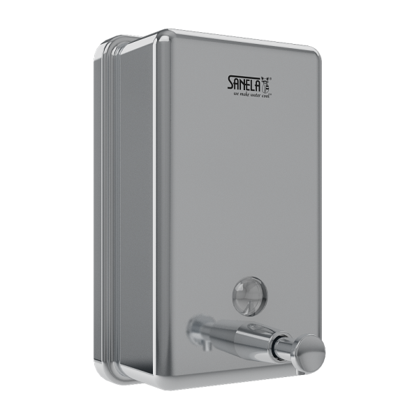 Stainless steel liquid soap dispenser, volume 1,2 l, polished, inner plastic container