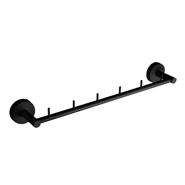 Stainless steel hanger with six hooks, black matt