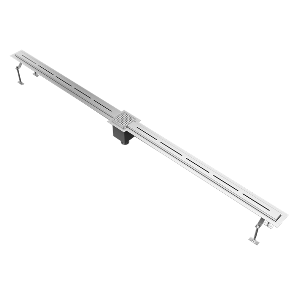 Stainless steel floor drain trough for swimming pools, length 2 m, AISI 316L