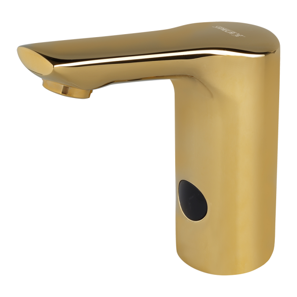 Automatic washbasin tap for cold and hot water, GOLD, 24 V DC