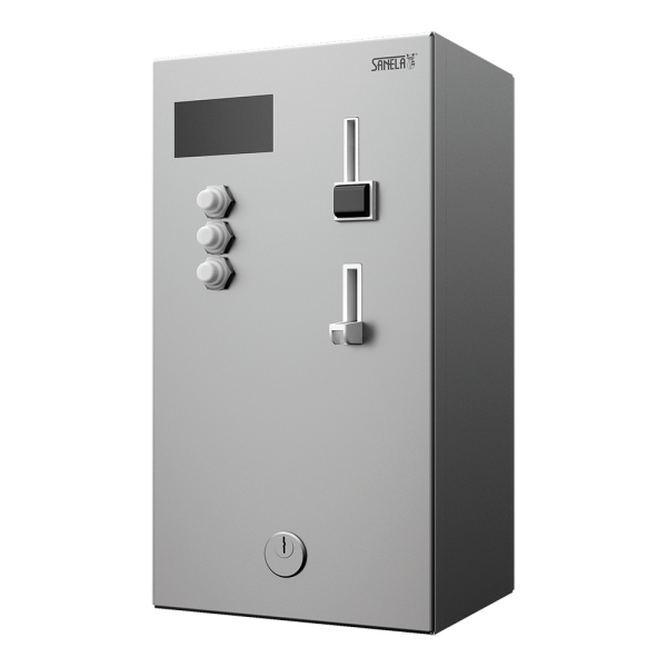 Coin and token shower timer for one to three showers, 24 V DC, choice of shower by the machine, direct control