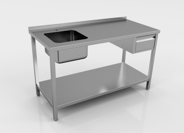 Stainless steel working and washing tables