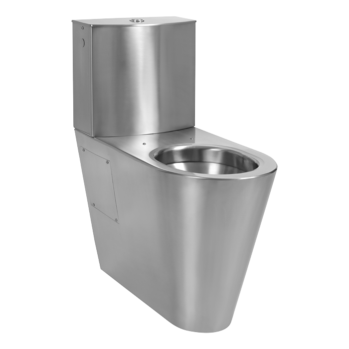 Stainless steel toilet for disabled people with a tank