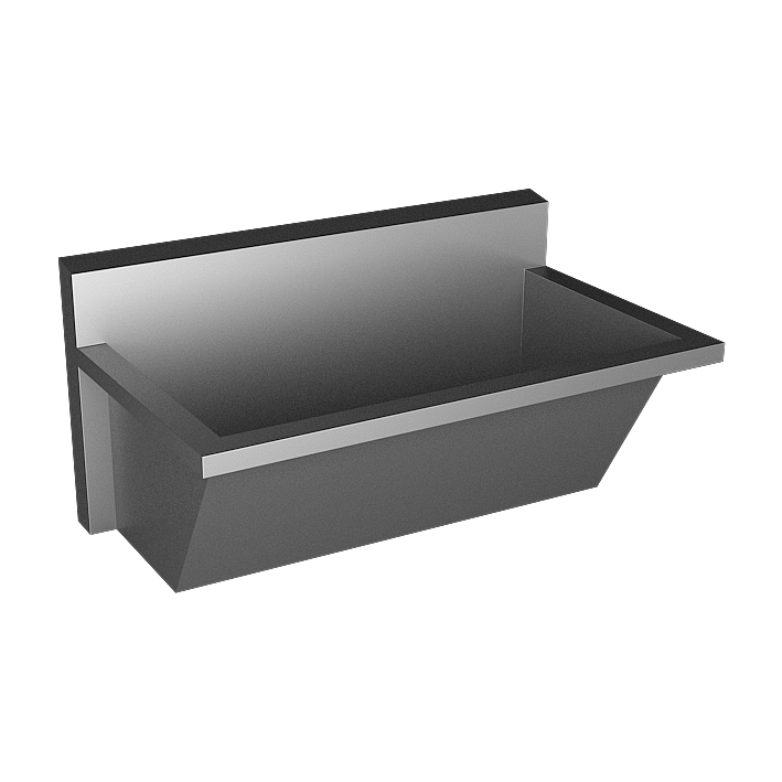 Stainless steel trough for hospitals, AISI 316L, length 750 mm